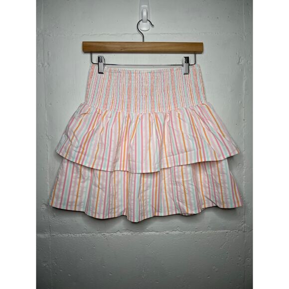 Vineyard Vines Performance Tiered Smocked Striped Lined Mini Skirt Size Small - Picture 1 of 5